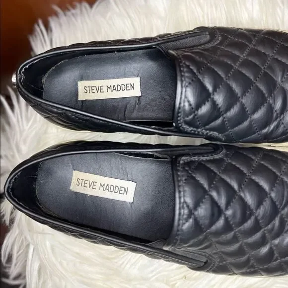 Steve Madden Leather Quilted Sneakers - Ecentrcq Slip Ons Shoes​​​ - Picture 6 of 13